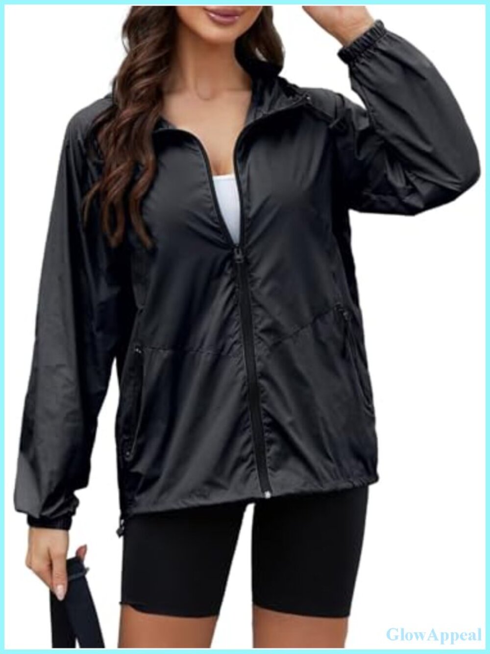Packable Women's Rain Jacket Waterproof Windbreaker Travel Coat S-XXL
